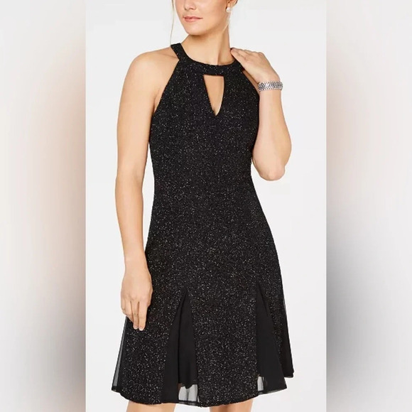 NW Nightway Glitter-Knit A-Line Dress Size 8 - Picture 3 of 11